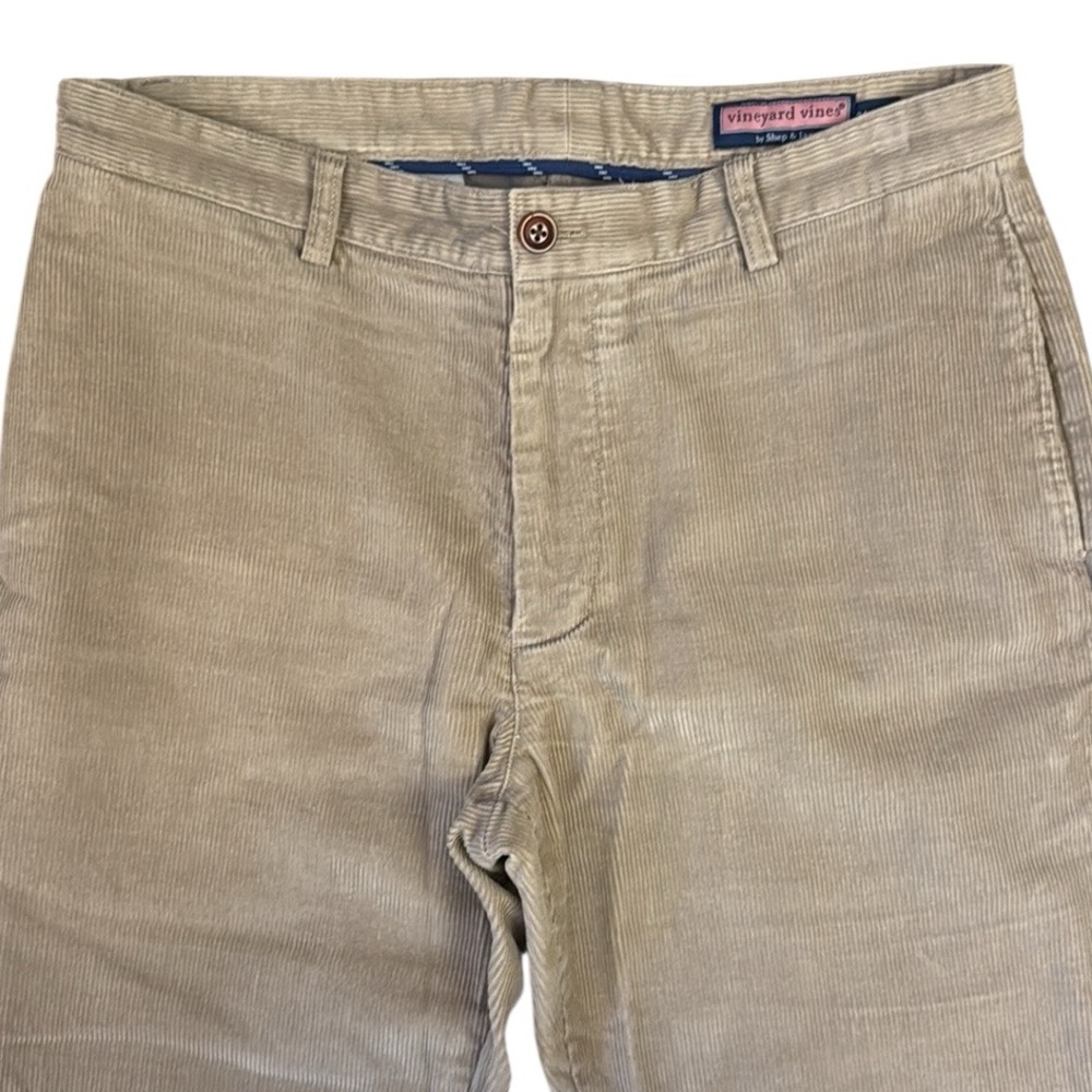 Vineyard Vines Wide Leg Tan Corduroy Club Pants Wide Wale Preppy Cotton 34x33 - Picture 4 of 12